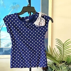 Justice Navy Polka Dot Short Sleeve Tee